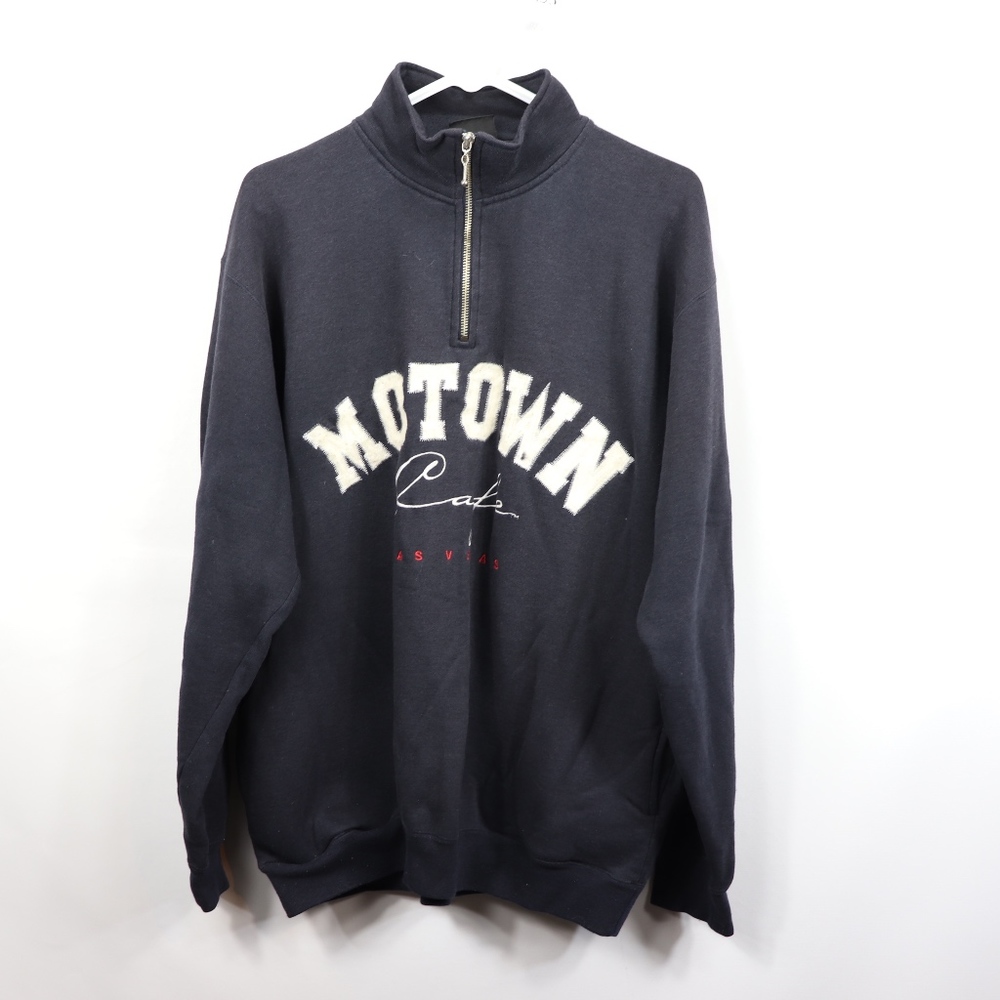 Vtg 90s Motown Cafe Mens Large Half Zip Sweater